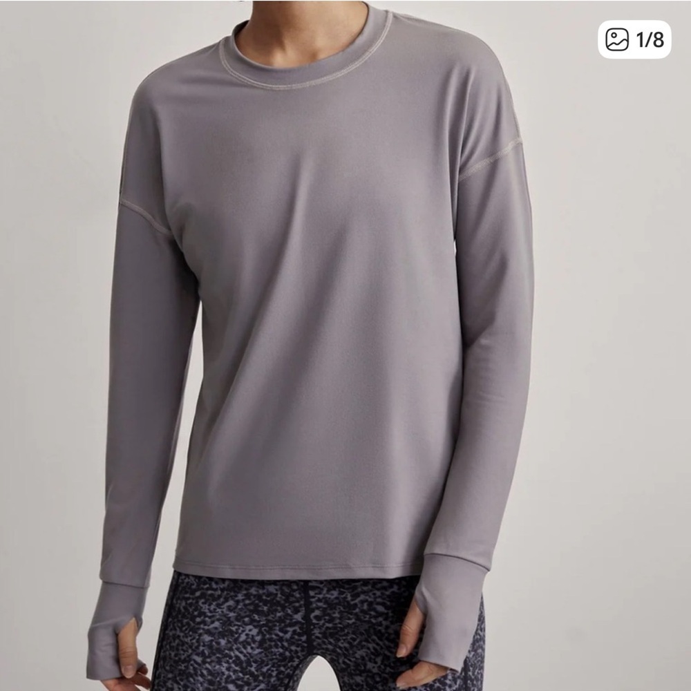 Varley Charcoal Gray Long Sleeve Performance Top w/ Thumbholes Size L